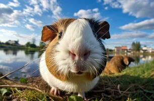 Funny guinea pigs portrait photo