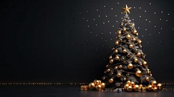 Christmas Background with Christmas Tree. Illustration AI Generative photo