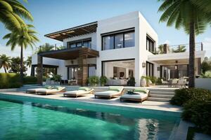 Modern villa with swimming pool photo