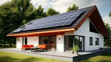 Solar panels on modern house photo