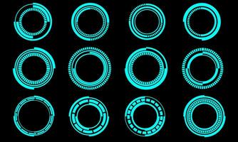 Set of sci fi blue circle user interface elements technology futuristic design modern creative on black background vector