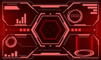 HUD sci-fi interface screen view red design virtual reality futuristic technology display vector