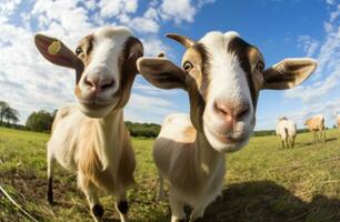 Funny goats portrait photo