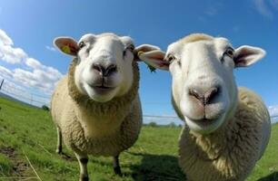 Funny sheeps portrait photo