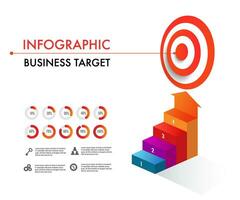 Infographic template for project and planning 4 level modern timeline, roadmap, stages, step reach to target vector