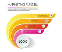 Design template, funnel marketing infographic steps and icon of digital marketing concept vector