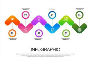 Infographic template for business 6 step option modern design vector