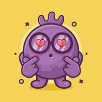 kawaii arándano Fruta personaje mascota con amor firmar mano gesto aislado dibujos animados en plano estilo diseño vector