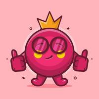 gracioso granada Fruta personaje mascota con pulgar arriba mano gesto aislado dibujos animados en plano estilo diseño vector