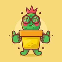 cheerful cactus on pot character mascot with thumb up hand gesture isolated cartoon in flat style design vector