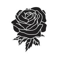 isolated tattoo rose flower 2d vector art illustration silhouette