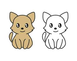 kawaii style cute dog characters sticker vector illustrations with line art and colored