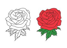 isolated rose flower 2d vector art illustration with line art minimal style