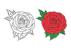 isolated rose flower 2d vector art illustration with line art minimal style