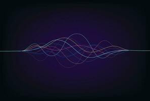 Wave lines flowing dynamic. Artificial intelligence deep learning visualization networks concept for AI, music, sound. Vector illustration