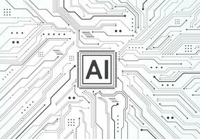 Artificial intelligence chipset on circuit board in futuristic concept technology artwork for web, banner, card, cover. Vector illustration