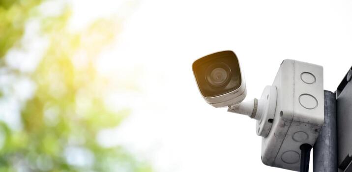 ip cctv camera installed on high ceiling of the house to do the security by monitoring through mobile phone and computer to save human life and property, soft and selecitve focus. photo