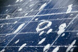 Front and upper surface of photovoltaic or solar cell panel which washing by water and soap to save and use it for a long time, soft and selective focus. photo