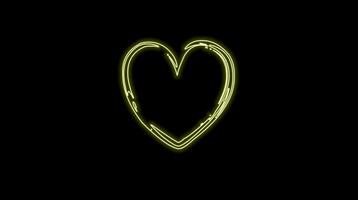 animerad lysande färgrik neon hjärta video