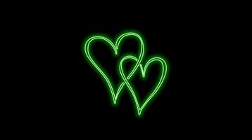 Animated glowing colorful neon heart video