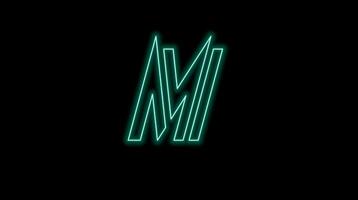 Animated neon alphabet symbol on black background video