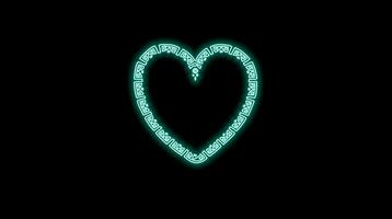animerad lysande färgrik neon hjärta video