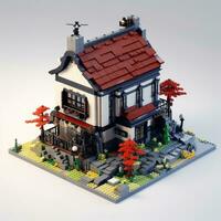 House anime style, House lego white background high quality ai image generated photo