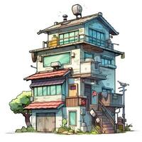 House anime style, House white background high quality ai image generated photo