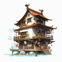 House anime style, House wooden white background high quality ai image generated photo