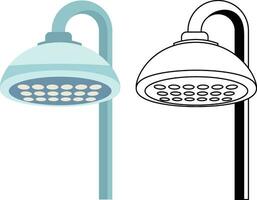 Showerhead flat style vector illustration, Plastic Shower head sprinkler ,nozzle ,sprinkler head colored and black and white vector image