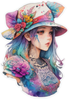 Beautiful Girl with Tattos Cartoon AI Generative png