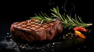 Beef steak on dark background photo