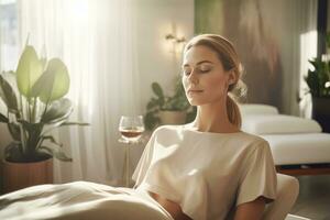 Woman relax in spa salon photo