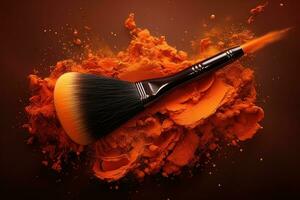 Make up brush with red powder photo