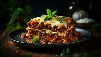 Italian lasagna with Bolognese sauce photo