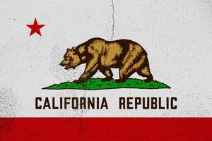 bandera de de Estados Unidos estado California en un texturizado antecedentes. concepto collage. foto