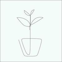 Plant in a pot continuous line drawing. Minimalistic vector illustration