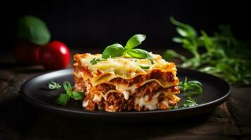 Italian lasagna with Bolognese sauce photo