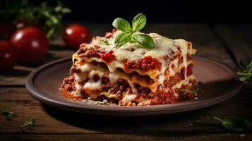 Italian lasagna with Bolognese sauce photo