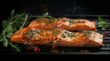 Grilled salmon fish photo