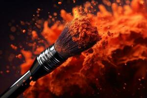 Make up brush with red powder photo