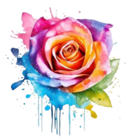 Watercolor rose flower isolated png