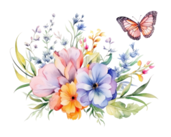 Watercolor flowers isolated png