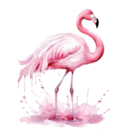 aguarela Rosa flamingo isolado png