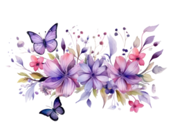 Watercolor flowers isolated png