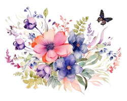 Watercolor flowers isolated png