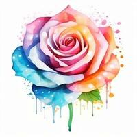 Watercolor rose flower isolated photo