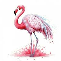 Watercolor pink flamingo isolated photo