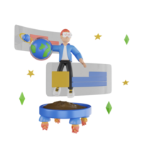 garçon en utilisant vr métaverse 3d illustration png