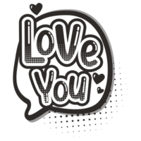 Love You Icon Retro Outline 2D Illustration png